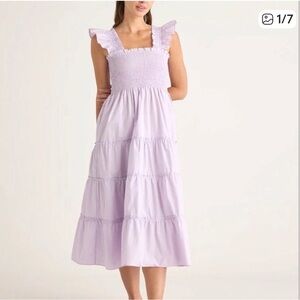 100% Organic Cotton Poplin Smocked Midi Dress